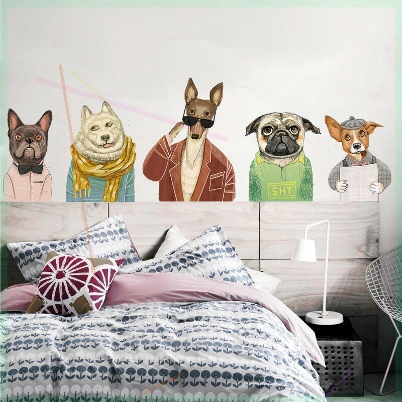 Nova chegou adorável cão adesivo de parede removível casa decoração decalques para o quarto cozinha sala estar paredes decoração