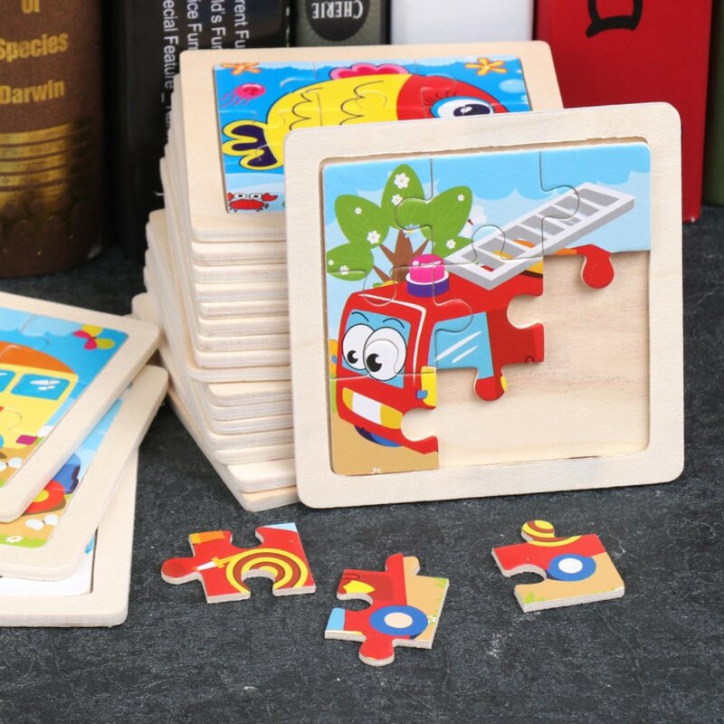Vendita calda 9 fette bambini Puzzle giocattolo animali e veicoli Puzzle in legno Jigsaw Baby giocattoli educativi per l'apprendimento per il regalo dei bambini