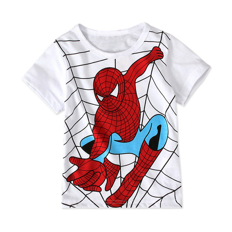 T-shirt manches courtes garçon | En coton, pour enfants filles imprimé, populaire Hero Spiderman Superman