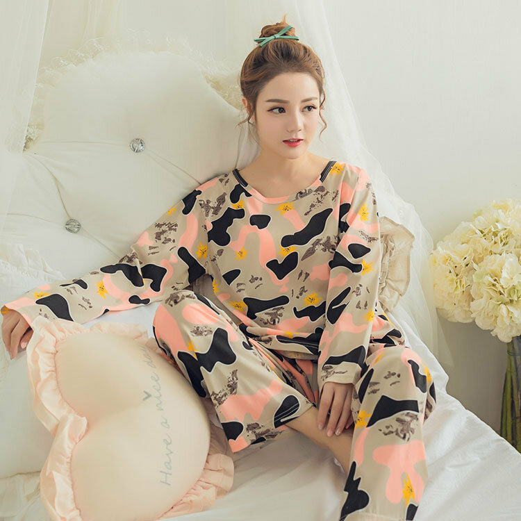 Lovely Cartoon Mickey Pajamas Pjs Ms Long Sleeve Thin Section Little Bear Fresh  Outfit Nightgown Outer Wear Leisure Tracksuit