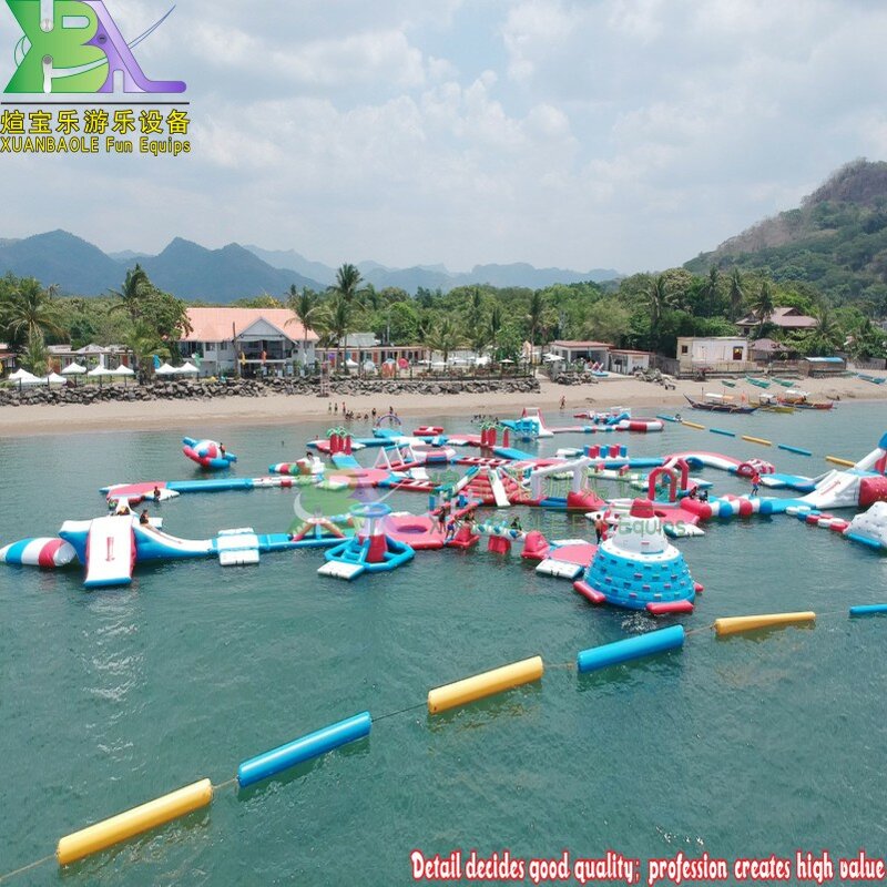 สวนน้ำพองที่ใหญ่ที่สุด Floating Inflatable Water Adventure Park Inflatable Floating Island