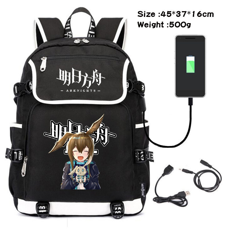 Cartoon Game Arknights Backpack Men Women Backpack Rucksack Usb Laptop Bags Large Travel Shoulder Bags Bookbag