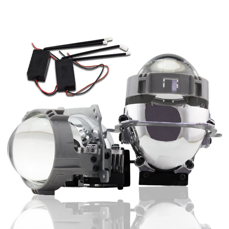 Shuoke 2 pçs novo 2020 2.5 Polegada bi-led lente do projetor t850 hi lo feixe 6000 k carro lenticulars lente de vidro preto com ventilador de movimentação