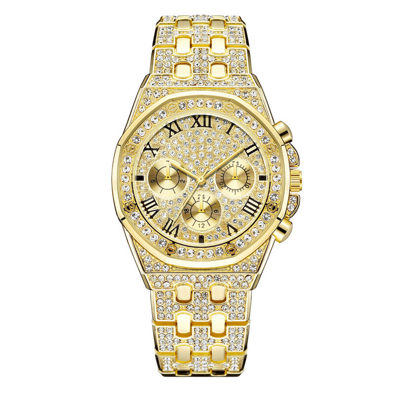 Luxury Women Men Quartz Watch Golden Relogio Feminino Masculino Full Steel Rhinestone Dress Watch horloges vrouwen Montre Homme