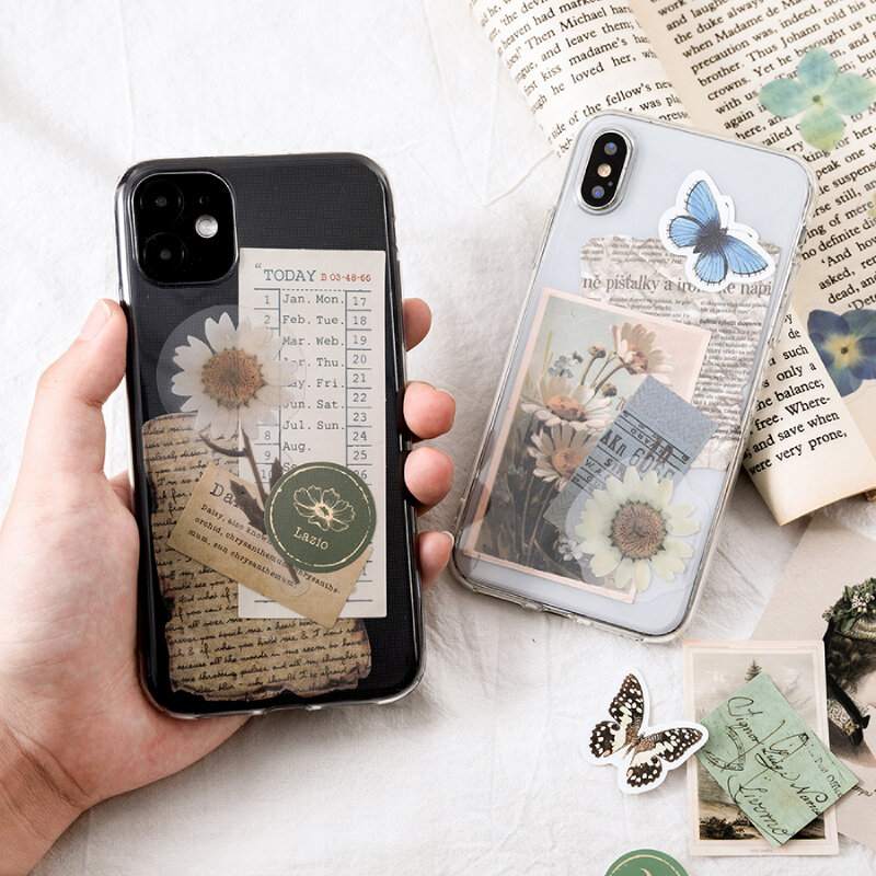 15Pcs Tijd Collectie Boek Papier Mobiele Telefoon Case Decoratieve Artistieke Collage Scrapbooking/Card Making/Dagboek Diy Materiaal papier