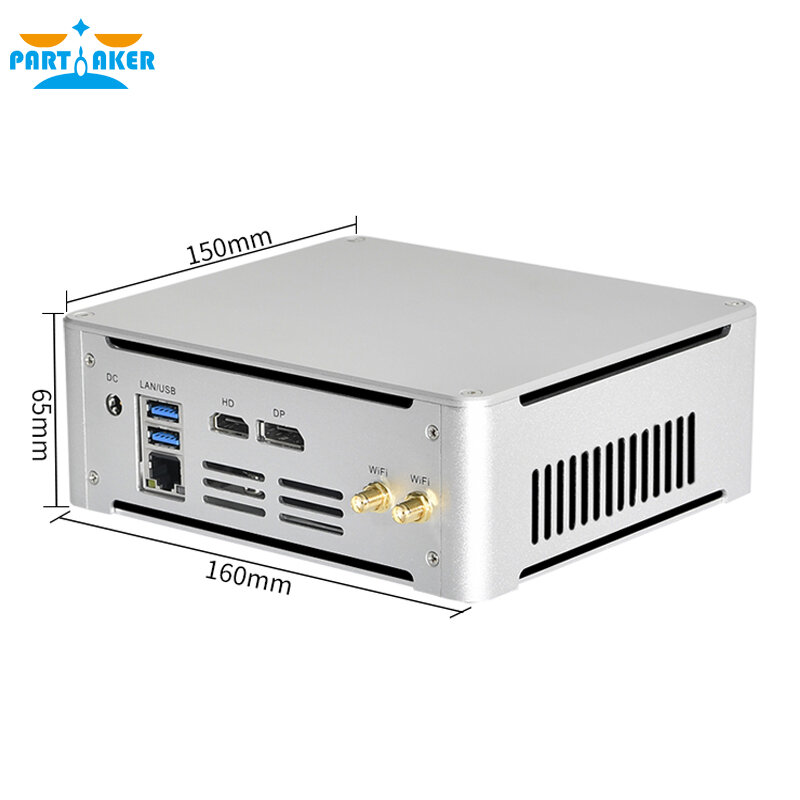 Partaker Mini PC Intel Core i5 7300HQ i7 7700HQ DDR4 Windows 10 Linux 4K Gaming UHD HTPC HDMI DP Minipc Desktop Computer