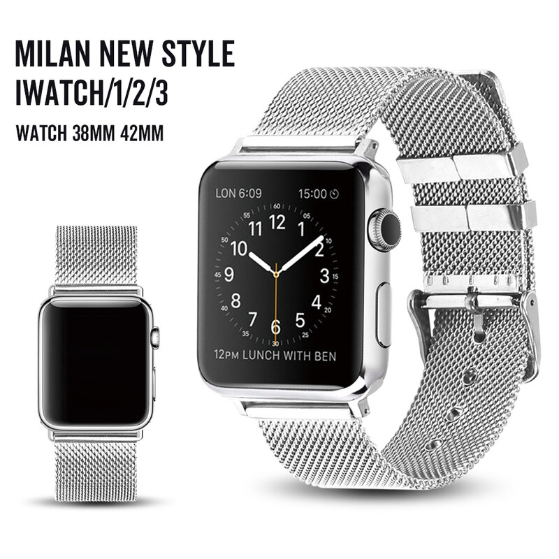 Relógio Milanese Laço Pulseira de Aço Inoxidável strap compatível Para Apple série 2 3 42mm 38mm Pulseira banda série 4 5 40mm 44mm