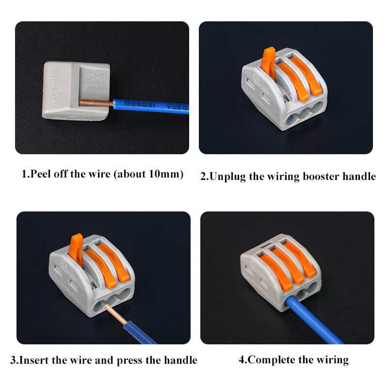 Connettore per cavo Splitter elettrico a uscita multipla plug-in luce domestica connettori per cablaggio rapido la morsettiera può essere combinata
