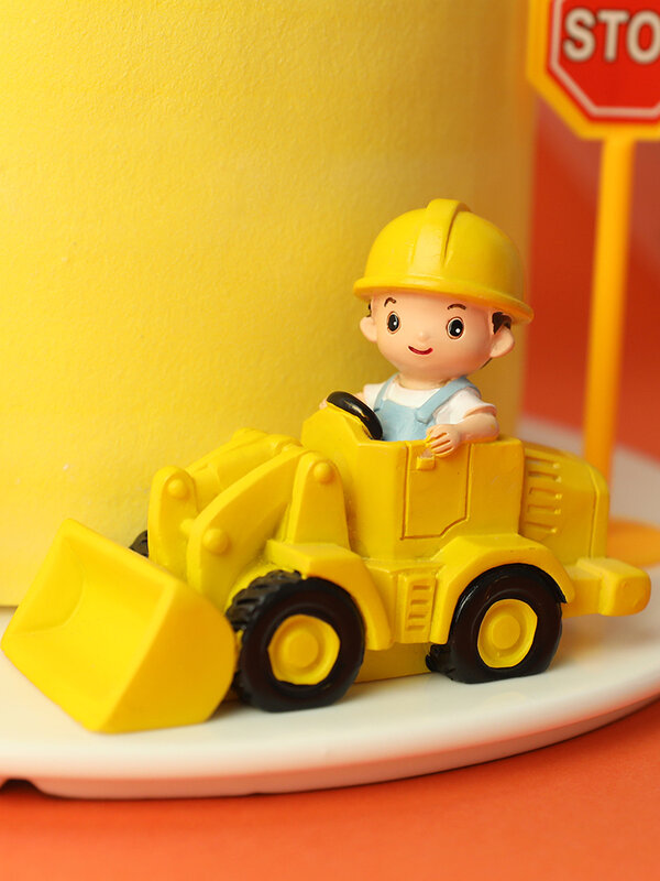 Excavator Engineering Vehicle Decoration Traffic Sign Cake Toppers for Boy Birthday Party Baby Shower Baking Supplies Love Gifts