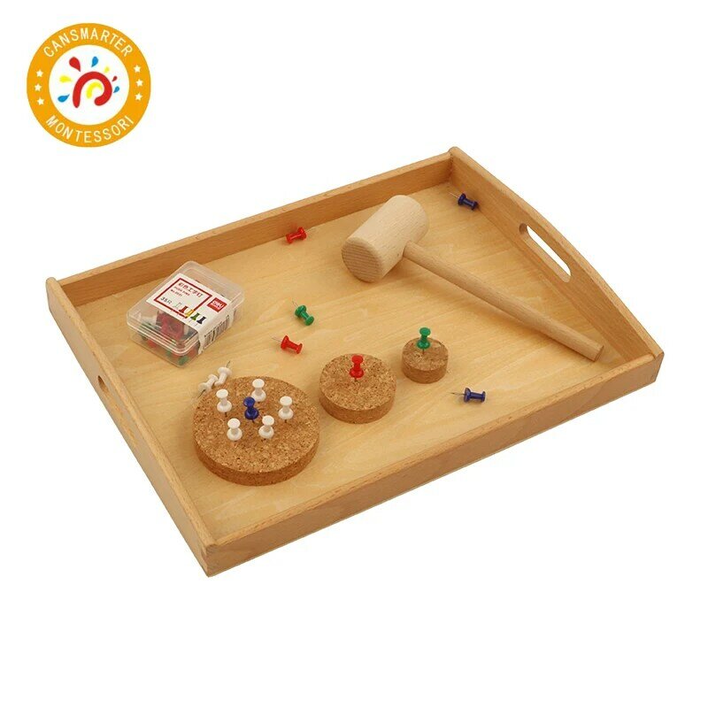 Montessori Lernen Materialien Hämmern Arbeit Täglichen Praktischen Leben Lehrmittel Tablett Kinder Spielzeug Hammer Mini Werkzeuge Spielzeug für Kinder