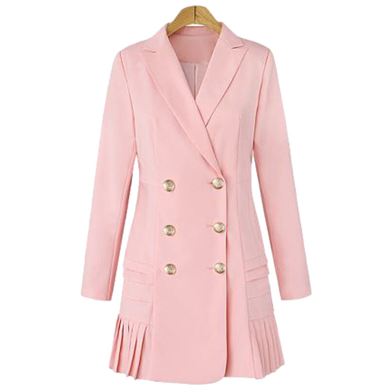 Kleid Anzüge Für Frauen Lange Blazer Jacke Runway Designer Zweireiher Büro Damen Elegante Gefaltete Mini Kleid Plus Größe XXXL