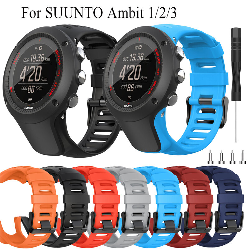 Correas de silicona para reloj SUUNTO Ambit1 Ambit 2 Ambit3, pulsera deportiva de 24mm, correa de repuesto ajustable