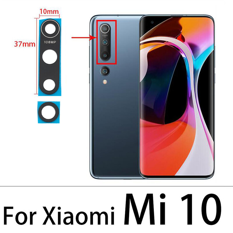 Xiaomi Mi 10, 9, 8 lite,se,9t,note 10 pro,10t用の接着剤付きリアカメラガラス,5g