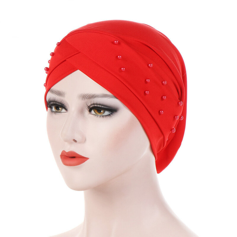 KepaHoo nowa damska elastyczny Turban czapka muzułmański hidżab islamskie koraliki rak czepek dla osób po chemioterapii damski hidżab rozciągać chusta hidżab muzułmańska chusta