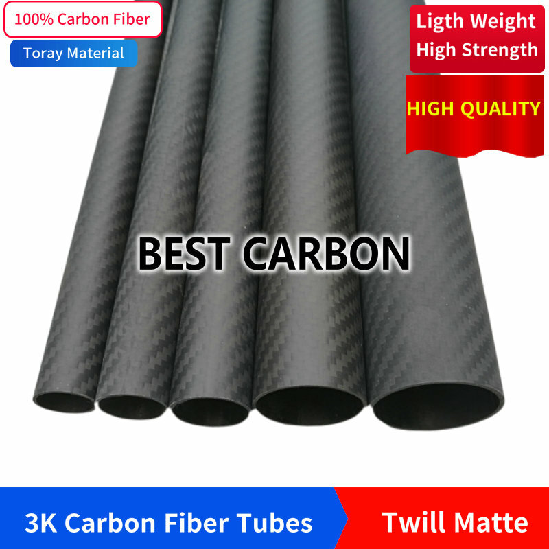 3K Fibra de Carbono Tecido Ferida Tubo, OD 13 14 15 16 17 18 19 20mm, Alta Qualidade Sarja Matte, 500mm Comprimento, Frete Grátis