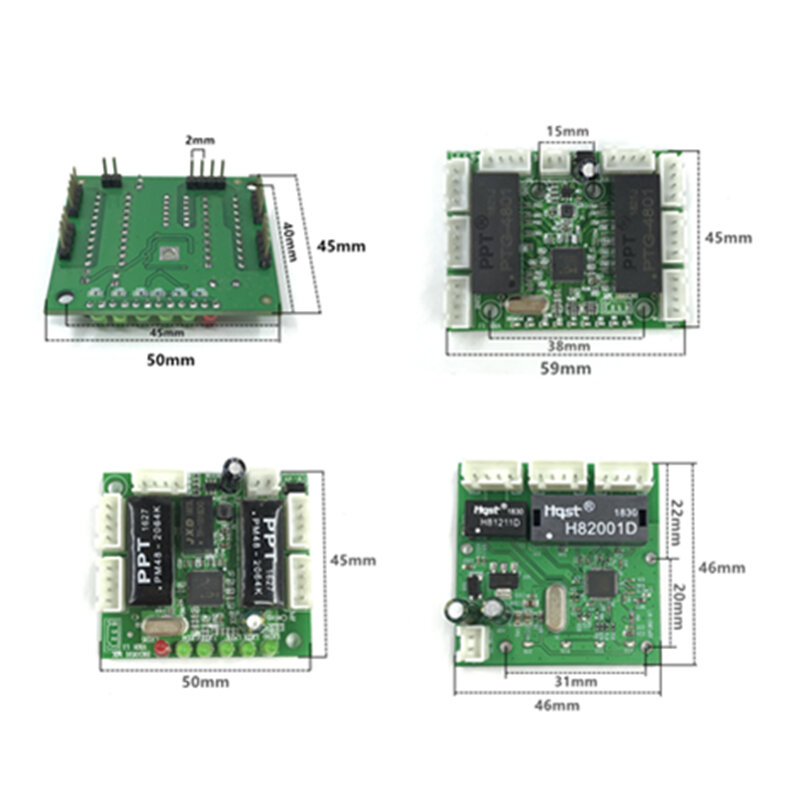 Mini การออกแบบโมดูล Ethernet Switch แผงวงจรสำหรับโมดูลสวิทช์ Ethernet 10/100Mbps 3/5/6/8พอร์ตบอร์ด PCBA เมนบอร์ด OEM