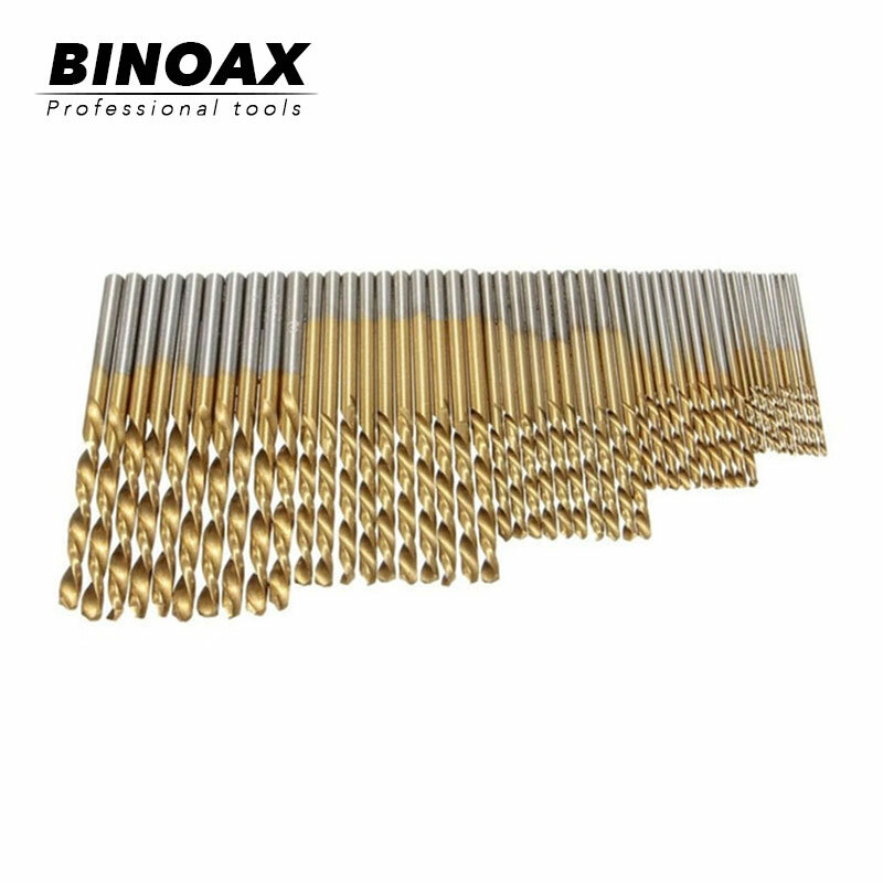 BINOAX 50 Uds 1/1.5/2/2.5/3mm titanio recubierto HSS acero de alta velocidad juego de brocas herramienta