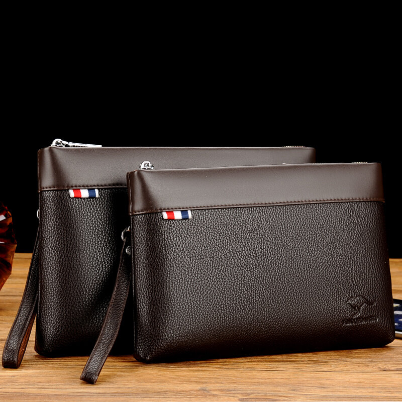 Bolso de mano de negocios para hombre, bolsa de mensajero informal, bolso de viaje multifuncional, negro y marrón