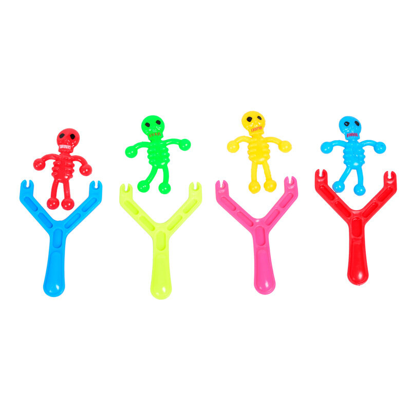 6Pcs Kinderspeelgoed Plastic Catapult Skeleton Man Decompressie Tpr Release Druk Klassieke Speelgoed Kids Jongen Nieuwigheid Verjaardagscadeau