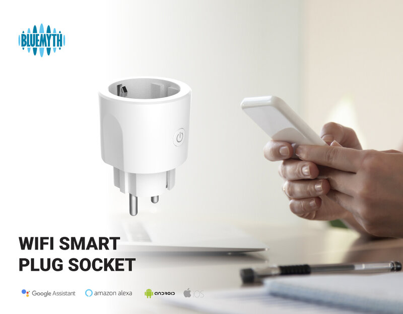16A EU Smart Wifi Power Plug With Smart Home Wifi Wireless Socket Outlet Works with Alexa Google Home App