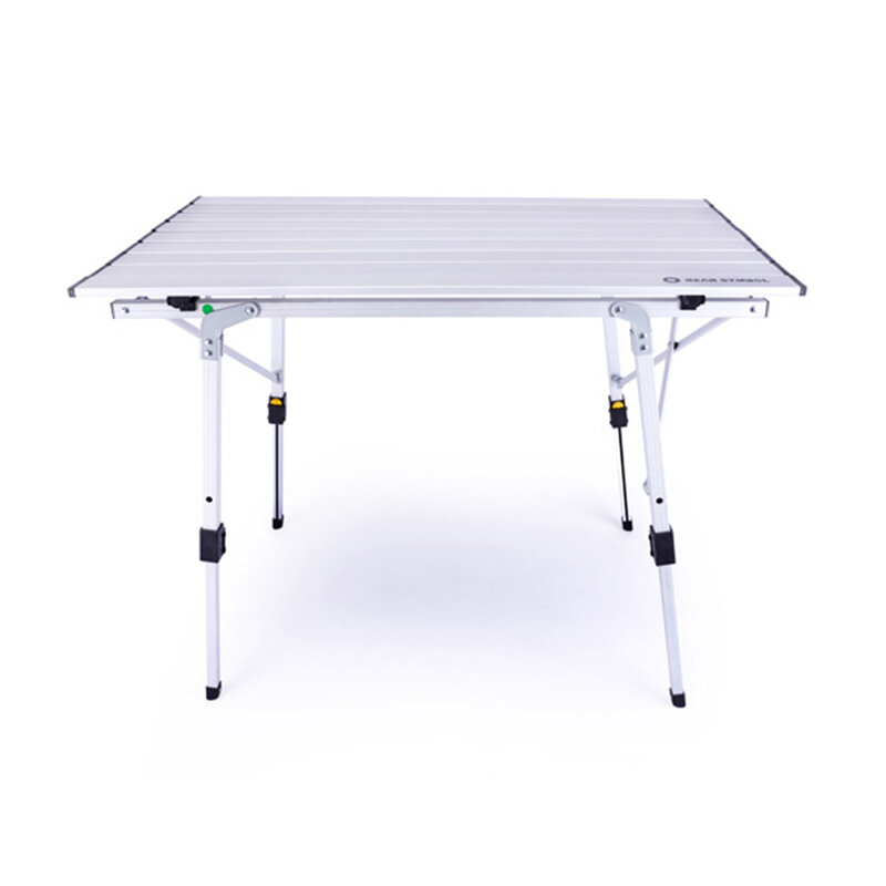 Mesa plegable de plata de imitación de madera para exteriores, portátil, para acampada, senderismo, pícnic ajustable fotogénico, escritorio ultraligero