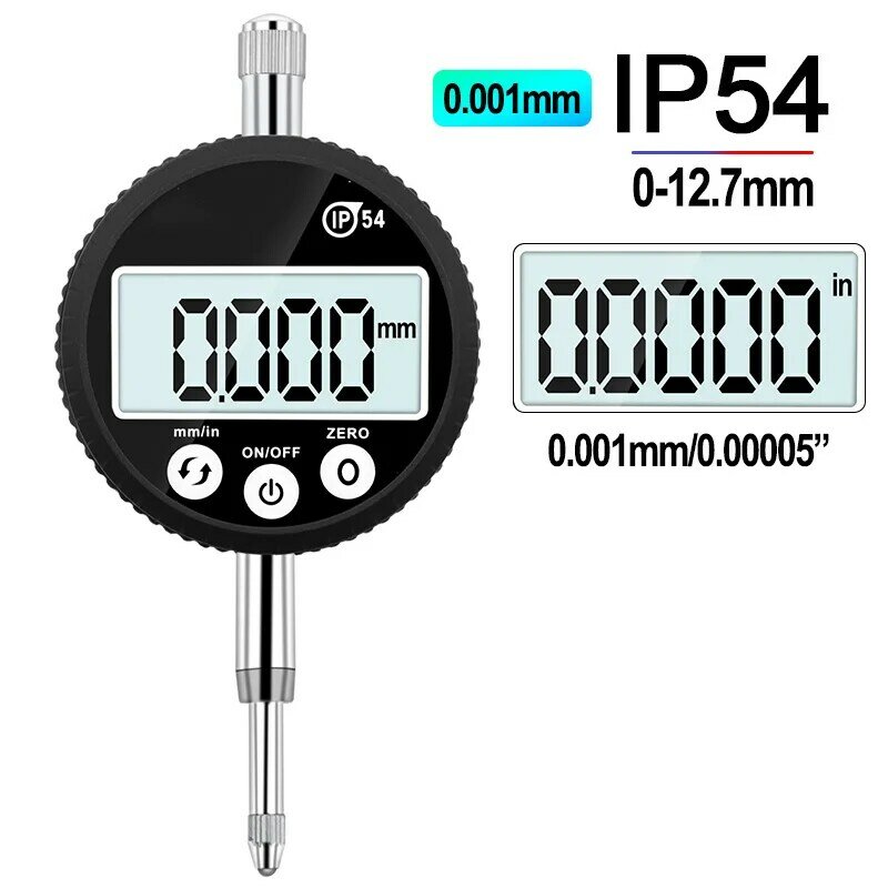 IP54 Tahan Air Digital Indikator 0-12.7 Mm 0.001 Mm 0.00005 "Elektronik Micrometer Metrik Inch Dial Indicator Gauge