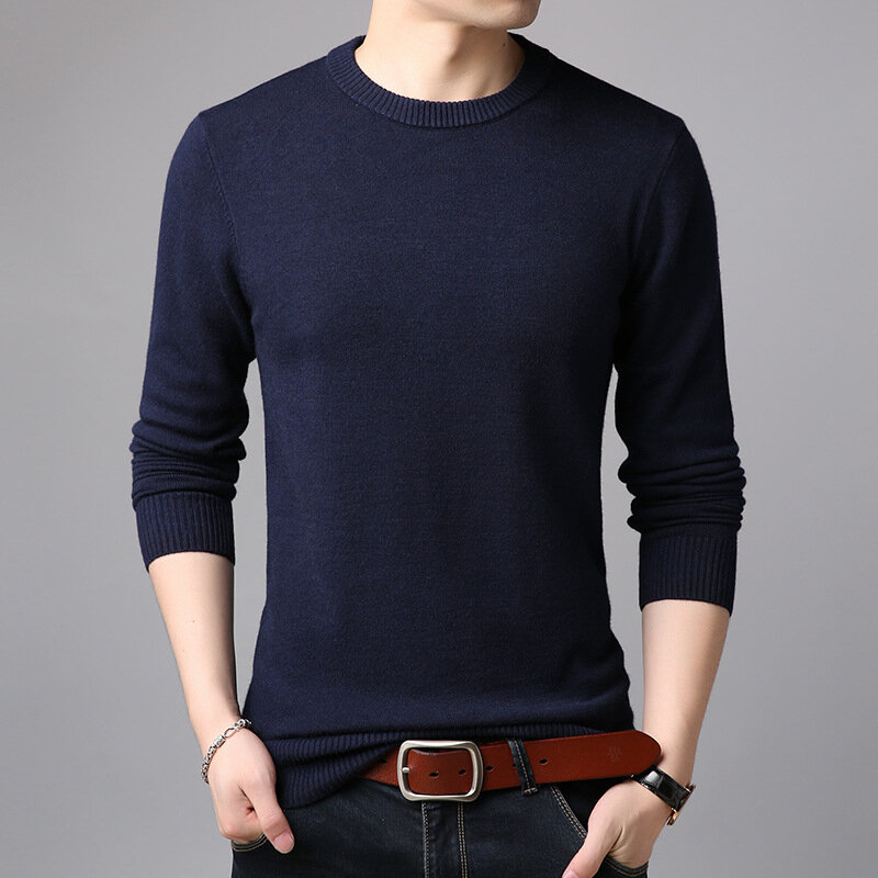 MRMT-suéter masculino de gola redonda cor pura, pulôver fino para homens jovens, tops de marca, tamanho grande, ajuste fino, 2024