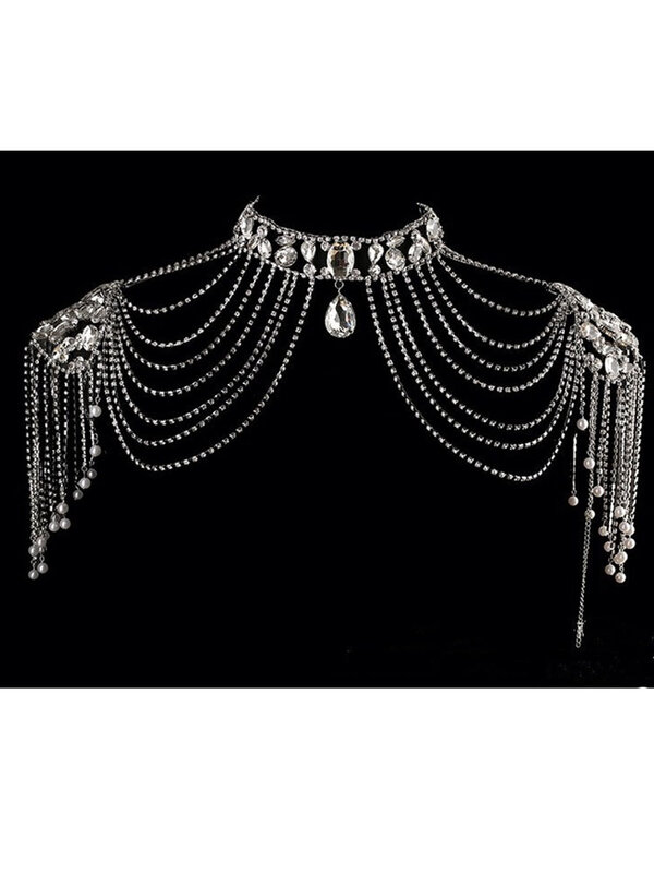 Ожерелье на плечо для беременных женщин, стразы, кристаллы, жемчужина, свадебные украшения на плечо