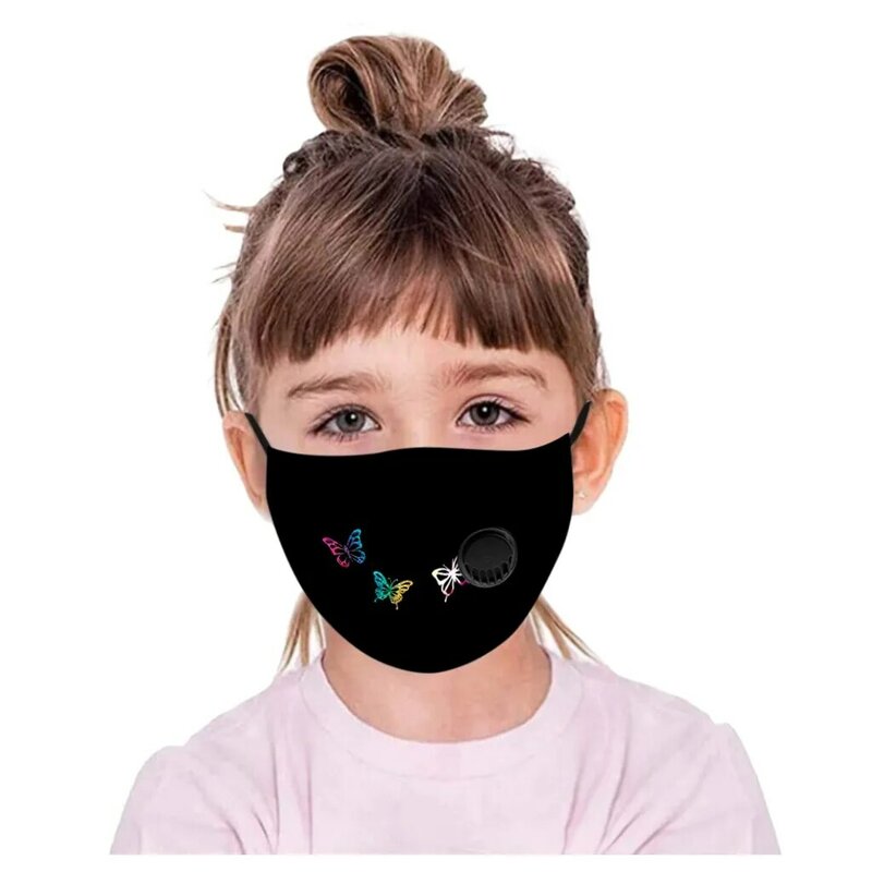 Pañuelo nuevo de moda de dibujos animados reutilizable máscara de niños para niños 2020 Válvula de respiración boca estampado de mariposa máscara facial niños máscara lavable