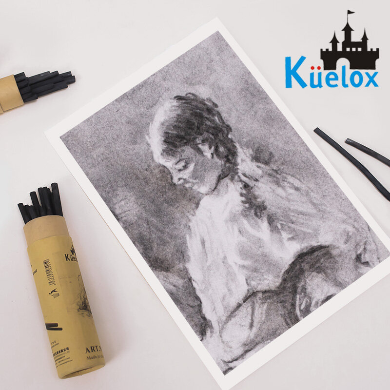Kuelox barra de carvão tubo de papel liso salgueiro artista arte lápis pintura profissão esboço desenho suprimentos