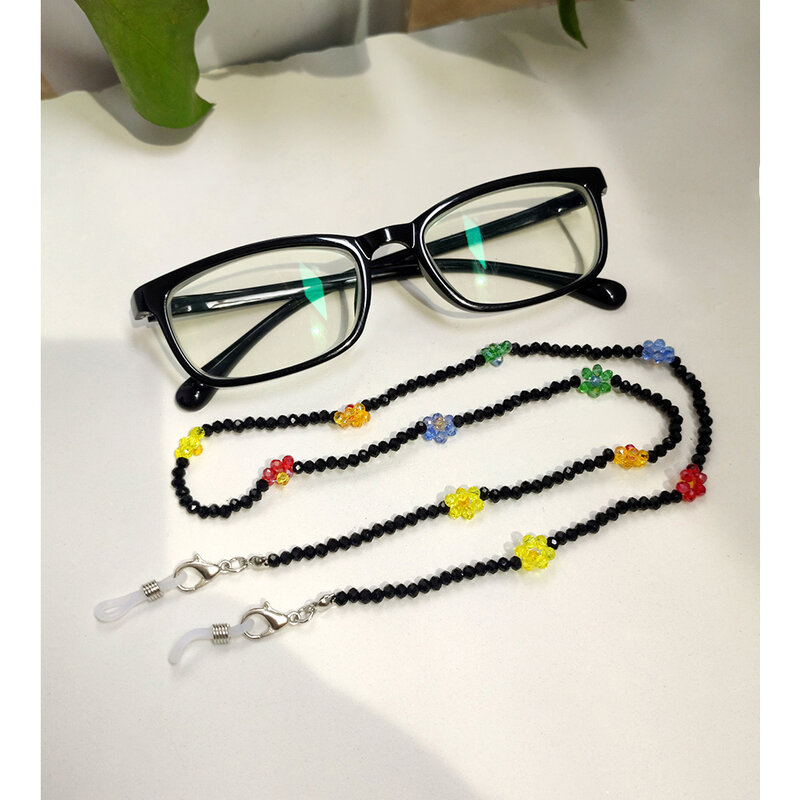 Ins-cadena para gafas de sol con cuentas de flores de cristal, cadena para gafas de lectura, accesorios de joyería