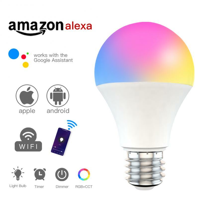 Smart E27 B22 LED RGB CCT Magic Light Bulb Lamp 15W 110V-220V LED Spotlight Voice Control Alexa Google Assistant Decor For Room