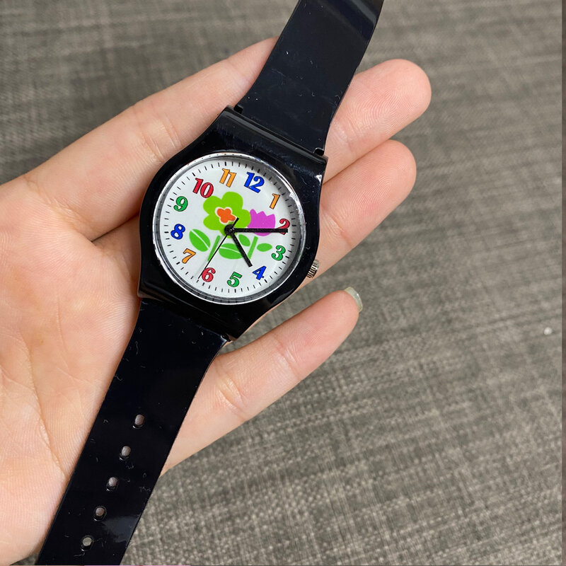 2020 子供の腕時計ホワイトピンクブルー小花クォーツ時計少年少女シリコーン腕時計クリスマスパーティーギフトレロジオ