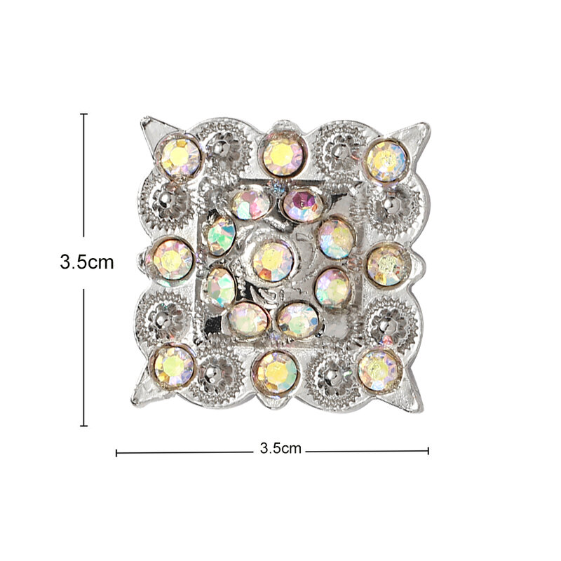 Concho en cristal avec vis, losange en métal, décoration en pierre blanche, accessoires de ceinture, lot de 12 pièces