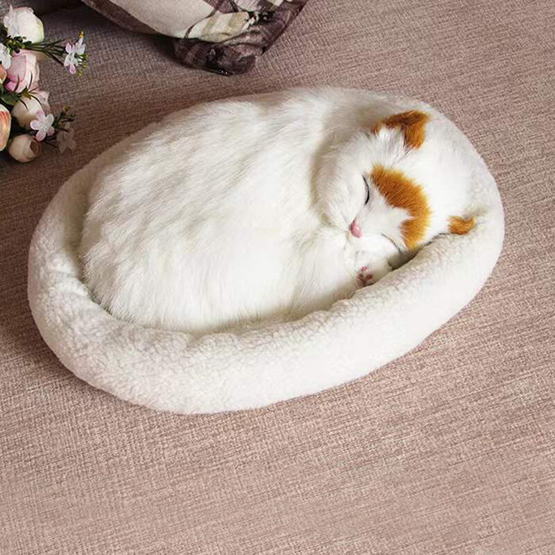 실감있는 흑백 고양이 개 호흡 잠자는 플러시 장난감 인형, 전자 동반 애완 동물 치매 노인 성인 키즈