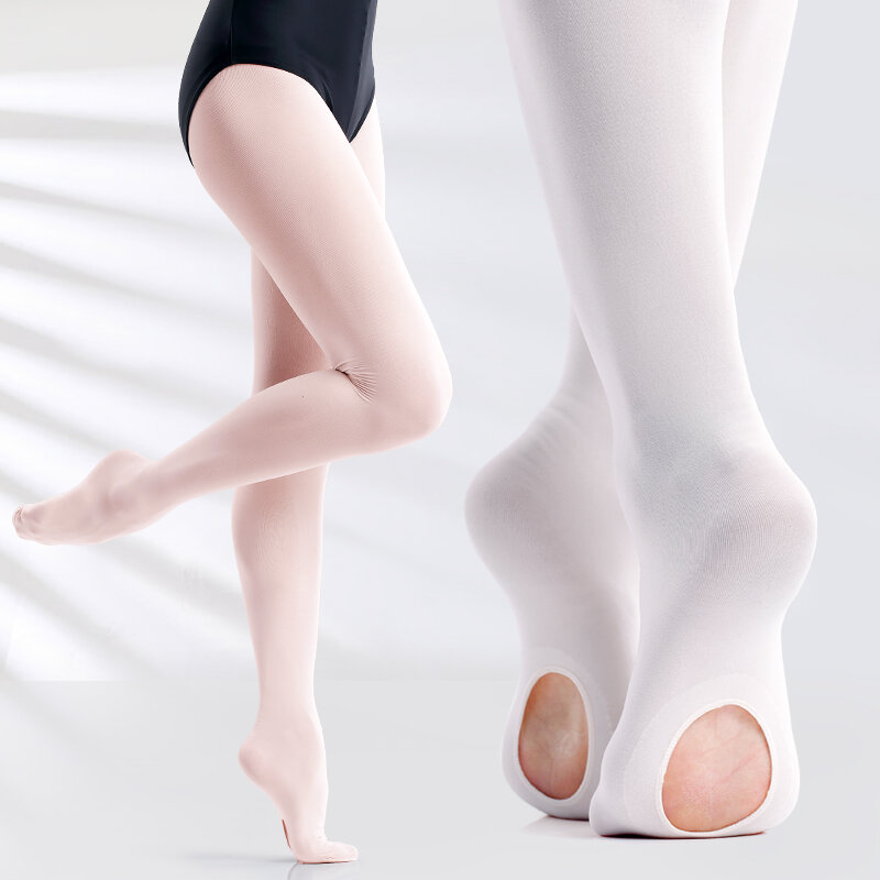 Collants de danse de Ballet en microfibre pour enfants, professionnels, souples, Convertible, avec trou, 60D, 3 paires