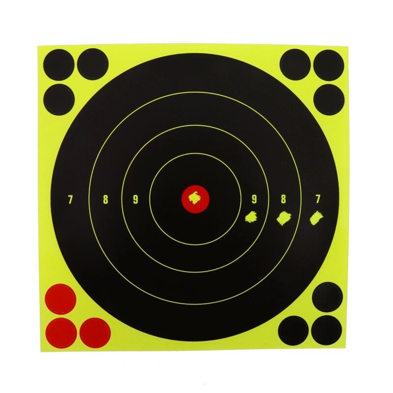 8 "6 uds. Autoadhesivos de retroalimentación instantánea de objetivos, papel de objetivo de entrenamiento, blancos de disparo reactivos