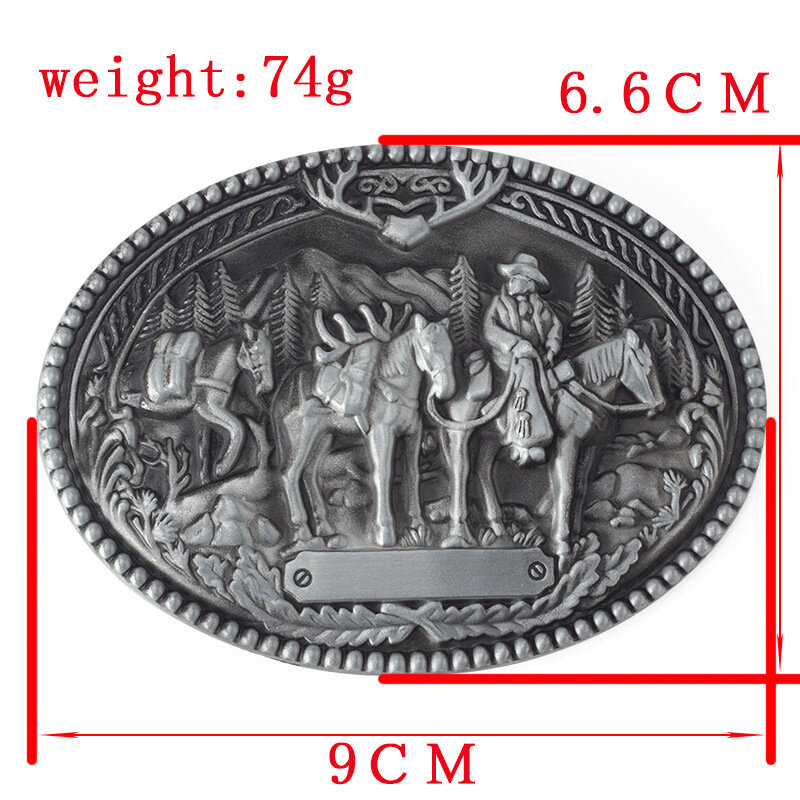 Fibbia per cintura in metallo squadra di cavalli in stile occidentale accessori per cinture in Denim in stile europeo e americano testa grande
