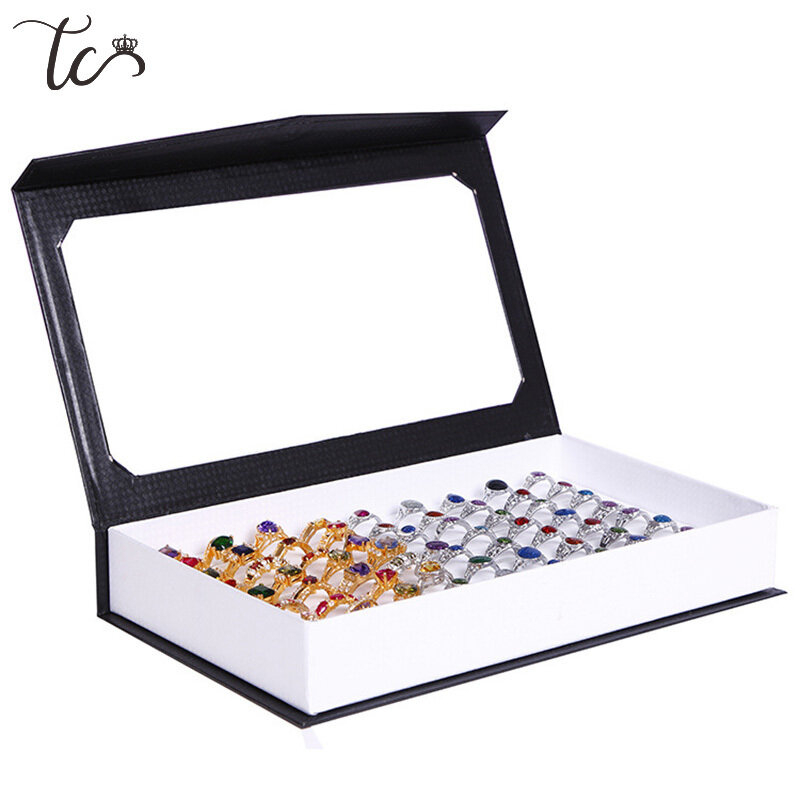 Ringe Display Tray Schmuck-Display Tray Container Ohrringe Box-Ring Box Rechteck 72 Slots Ringe Lagerung Fall
