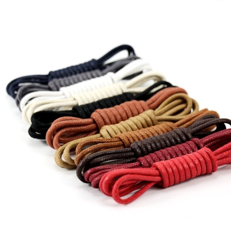 Cordones redondos de algodón encerado para zapatos, cordones impermeables de cuero para botas Martin, Z073, 1 par