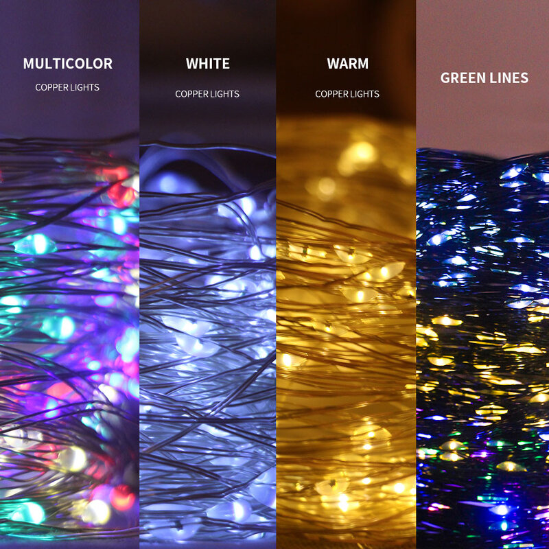 Đèn Led Dây Đèn Giáng Sinh Cổ Tích USB Pin Hoạt Động Từ Xa Vòng Hoa Đồng Dây Đèn LED Cho Tiệc Cưới Trang Trí 10M 20M