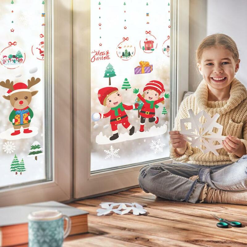 Bożonarodzeniowe naklejki na okno dekoracje na boże narodzenie dla domu 2023 świąteczna naklejka na ścianę naklejki ścienne dla dzieci szczęśliwego nowego roku 2024