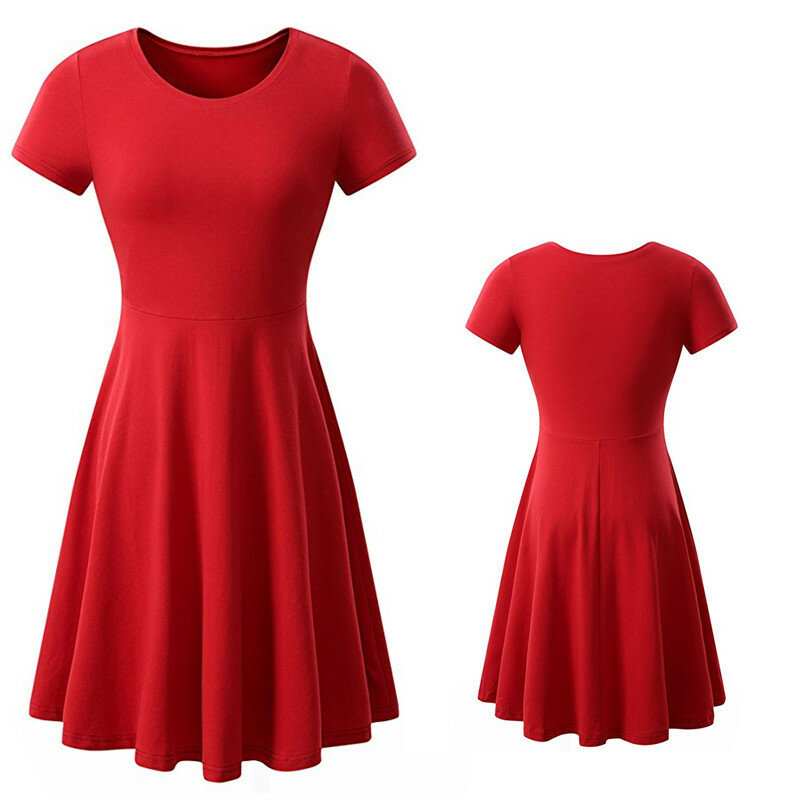 마담 의류 OWLPRINCESS 2020 봄 플러스 크기 단색 라운드 넥 반팔 간단하고 편안한 느슨한 드레스