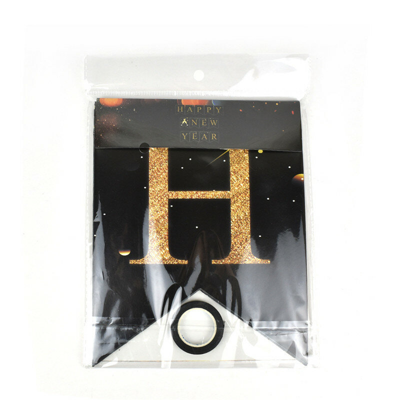 Гирлянда JQSYRISE, 1 комплект, черная гирлянда с надписью «Happy New Year», украшение для новогодней вечеринки, 2021 год, товары для дома и Рождества