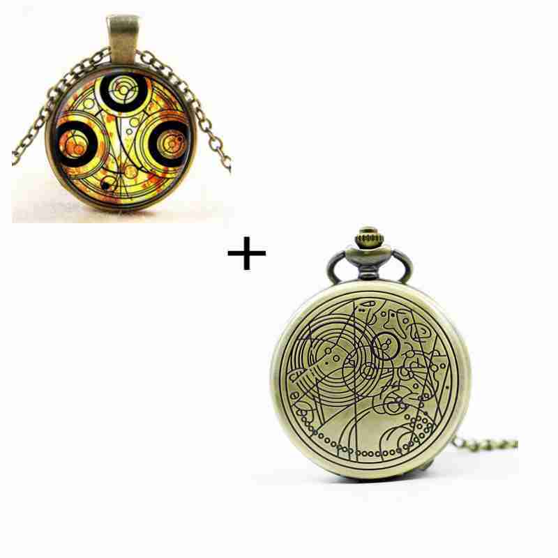 Ретро Античная бронза фильм дизайн карманов делает изделие комплекты с часами для мужчин и женщин, часы, ожерелье с подвеской подарочные наборы