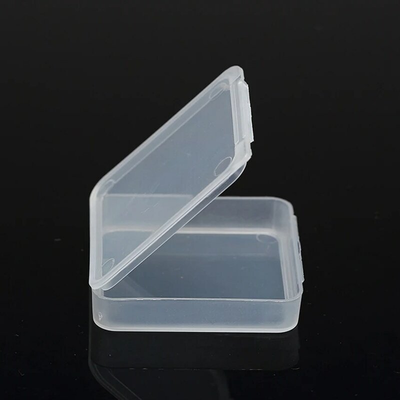 사각 빈 미니 투명 플라스틱 정리함 보관 상자, 경첩 뚜껑이 있는 컨테이너, 공예 프로젝트, 5.4x5.4x1.2cm