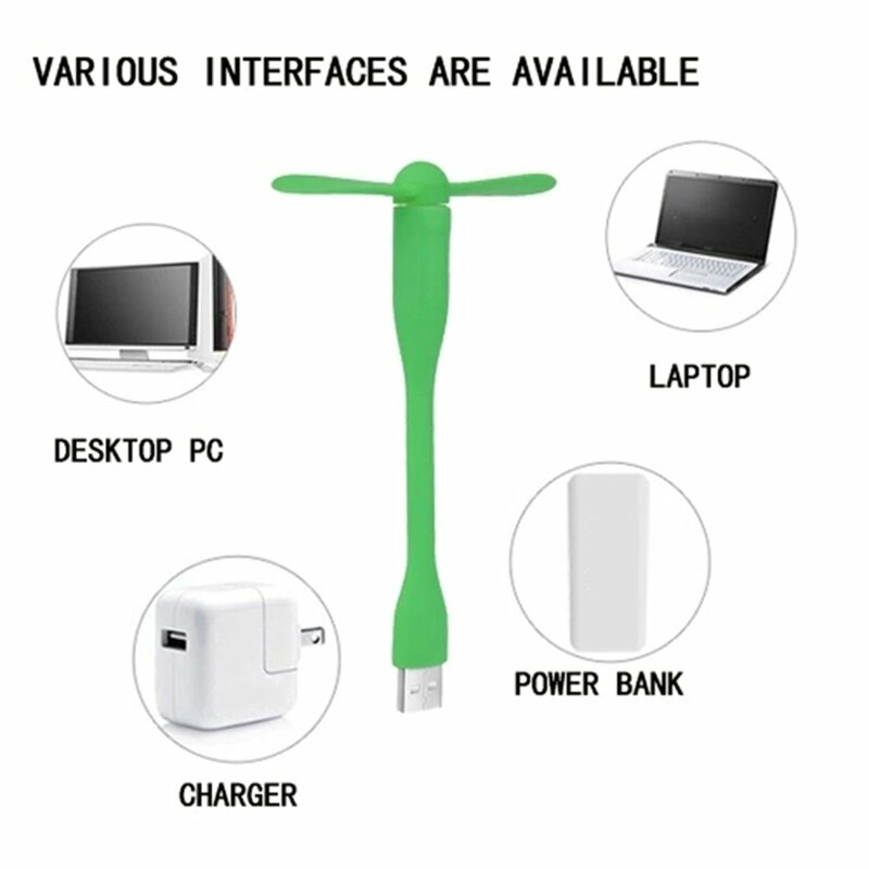 Portable Flexible Mini Cooling Fan Cooler Adjustable USB Fan for Laptop Desktop Power Bank Random Color Plug and Play