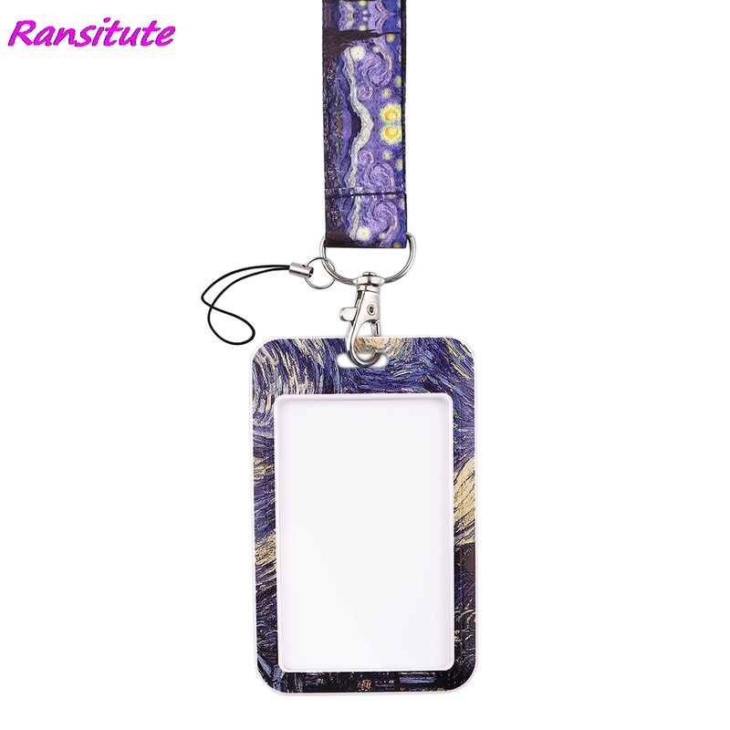 Ransitute R1873 Starry Sky Oil Painting Art Fashion Lanyard untuk Kunci Kartu ID Gym Phone Strap USB Badge Holder DIY Lariat Lanyard