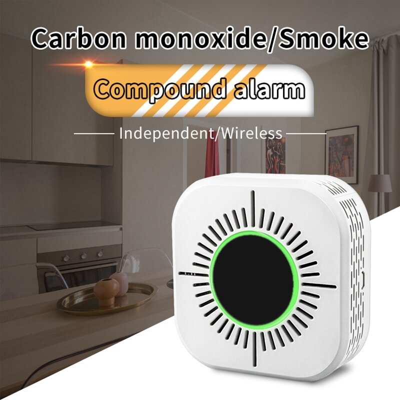 AMS-2 em 1 co fumaça & detector de monóxido de carbono alarme para casa inteligente alarme de segurança 433mhz anel sistema de alarme