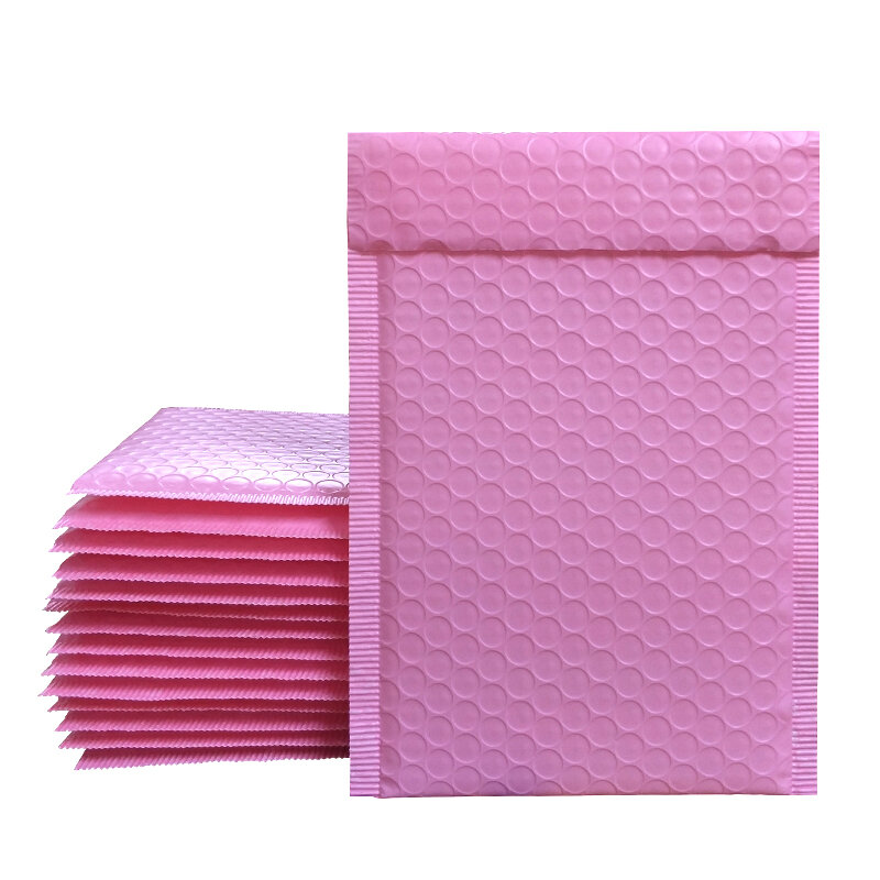 Envelopes para envio com fechamento automático, envelopes com plástico bolha rosa claro, 25 unidades